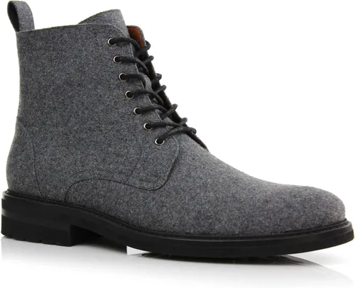 Vista 21 de Polar Fox Botas de tobillo para hombre Colección de botas casuales con cordones Estilos de punta redonda y punta lisa 1. Negro y lana