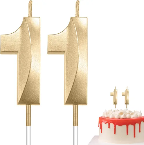 Vista 13 de Velas de 10º cumpleaños de oro champán - Velas de 10 números para decoración de pasteles
