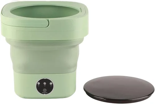 Vista 8 de Lavadora portátil, lavadora plegable, capacidad de 6.5 L, secadora de centrifugado, 100240 V, verde, para el hogar, apartamento, campamento