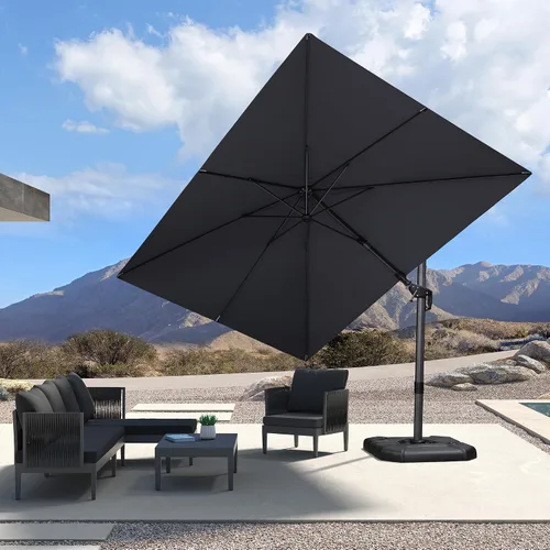 Vista 69 de PURPLE LEAF Sombrilla de patio de 8 pies para exteriores, sombrilla voladiza cuadrada de aluminio con rotación de 360 grados para jardín, terraza