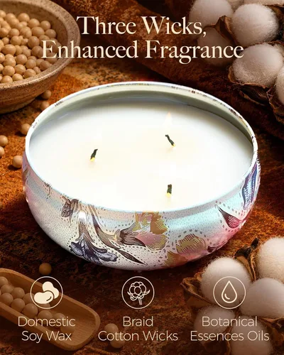 Vista 45 de M&SENSE Velas aromáticas de bayas cítricas, vela grande de lata de soja de 3 mechas, más de 40 horas de tiempo de combustión, cera vegana 100%