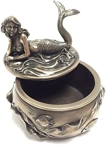 Vista 4 de SUMMIT COLLECTION Art Nouveau - Joyero y joyero adornado con diseño de sirena de bronce antiguo