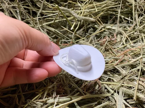 Vista 4 de 12 sombreros de vaquero del oeste miniatura de 2 pulgadas color blanco para decoración o recuerdos de boda