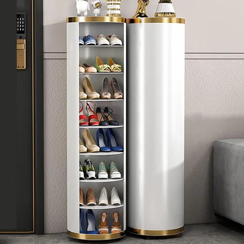 Vista 8 de Zapatero giratorio de 360 grados, zapatero para armario de almacenamiento de zapatos de entrada, soporte giratorio de metal independiente, zapatero
