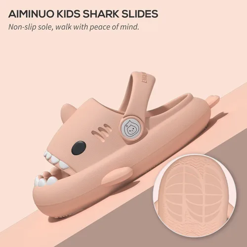 Vista 6 de AIMINUO Sandalias de verano para niños pequeños, sandalias antideslizantes para la ducha, playa, piscina, sandalias blancas para niños y niñas