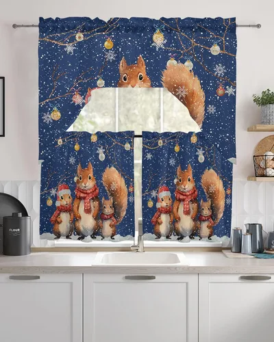 Vista 12 de Árbol de Navidad, cenefa de cocina, cenefa con bolsillo para barra, paneles de cortina para dormitorio, sala de estar, baño, cafetería, ventanas
