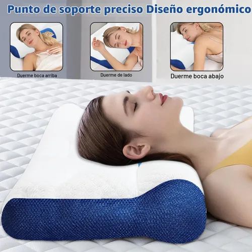 Vista 6 de Almohada ergonómica, almohada cervical para aliviar la tensión del cuello, almohada cervical para dormir, almohada cervical de apoyo cervical