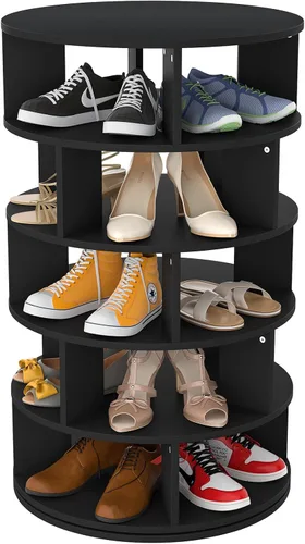 Vista 14 de Aheaplus Torre de Estante Giratorio para Zapatos, Zapatero Giratorio de 7 Niveles 360 Estantes Giratorios para Zapatos Organizador para Closet