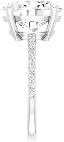 Vista 5 de JEWELERYIUM - Anillo de compromiso de moissanita incoloro de 4 quilates de corte ovalado, juego de anillos de boda y novia, estilo halo solitario