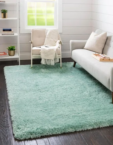 Vista 23 de Rugs.com - Alfombra de la colección Infinity, alfombra de pelo mullido sólida de 2 x 3 pies, color azul Egeo, perfecta para salas de estar