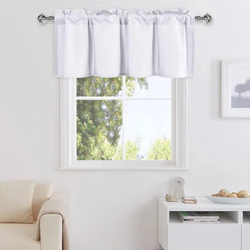 Vista 49 de DWCN Cortinas de Cenefa para Sala de Estar, Cocina, Baño/Sótano - Aqua Sólido, 1 Panel, 42 x 12 Pulgadas, Oscurecimiento de Habitación Solid Short