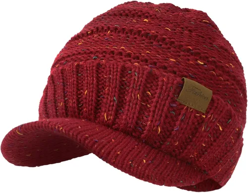 Vista 15 de Sombreros de invierno para mujeres - Gorro de punto cálido y con estilo, grueso, con visera, lindos sombreros de invierno suaves y elásticos