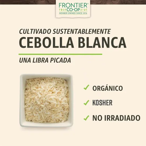 Vista 2 de Frontier Productos naturales, bolsa de cebolla blanca picada, producto orgánico certificado, bolsa de 16 oz
