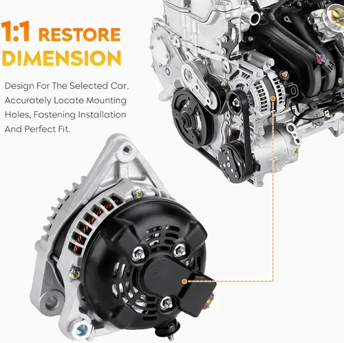 Vista 4 de Nuevo alternador para Toyota Camry L4 2.5L 2012-2015, RAV4 2009-2012, Scion tC 2011-2016 27060-0V010-84, 11402, 104210-2270, 210-0722, 9664219-227