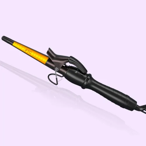 Vista 3 de Plancha rizadora de cabello Wazor1.5 pulgdas, rizadora cónica de cerámica, pantalla digital, vara de rizado con ajuste de temperatura y apagado