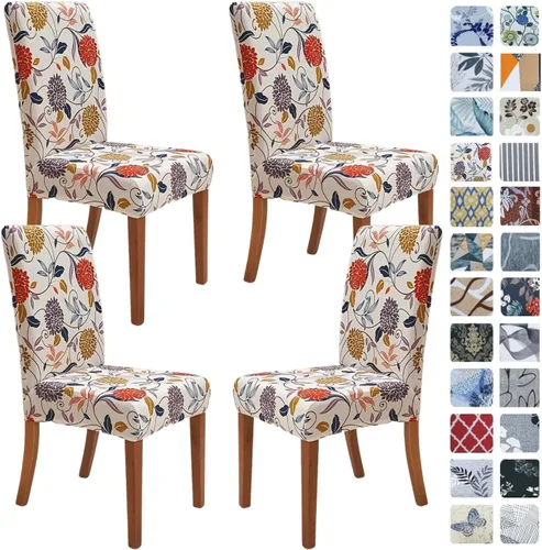 Vista 10 de SPRINGRICO Juego de 4 fundas para sillas de comedor, fundas elásticas para sillas de comedor, de elastano lavables, fundas para sillas Parsons