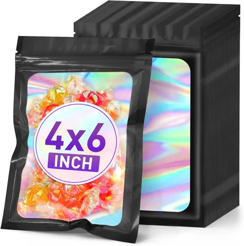 Vista 34 de ANZNKU 50 piezas 7 cm x 23 cm Bolsas holográficas para bolígrafos Bolsas de embalaje para bolígrafos Bolsa resellable a prueba de olores