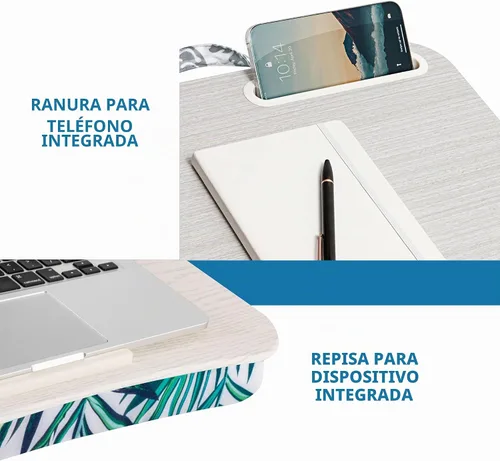 Vista 3 de LAPGEAR Escritorio de regazo de diseñador: hojas de palma tropicales, se Palm leaves
