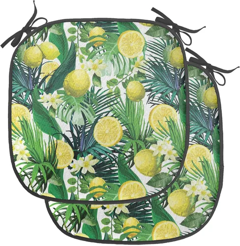 Vista 84 de Ambesonne Cojín de asiento para silla de flores, detalles florales con hojas y remolinos, estampado artístico romántico y vívido y vibrante