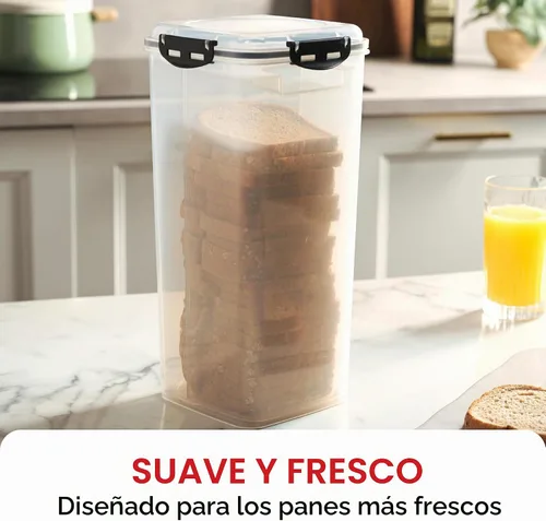 Vista 6 de Tafura Recipiente de almacenamiento de pan con bandeja, caja de pan de plástico, recipiente para pan con tapa hermética, conservador de pan