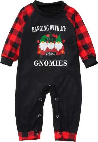 Vista 7 de Pijamas de Navidad para la familia, conjunto de pijamas a juego divertido de Navidad, ropa de descanso de manga larga a cuadros para mujeres