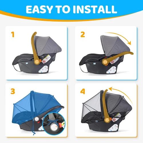 Vista 5 de Orzbow Mosquitera de bebé para asiento de automóvil Doona Funda de asiento de automóvil infantil de verano Funda de malla transpirable