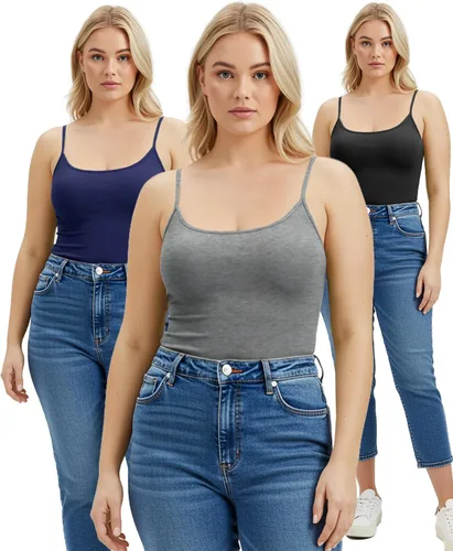 Vista 162 de Emmalise Camisola larga casual básica para mujer, con tirantes ajustables, top en capas