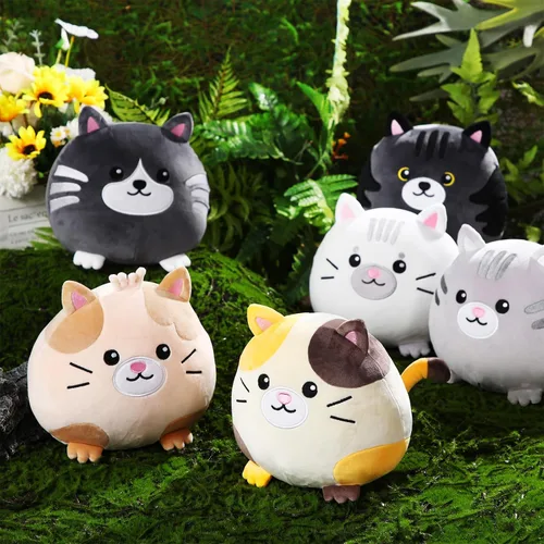 Vista 4 de Lenwen 6 piezas de animales de peluche de gato a granel de 8 pulgadas, lindos juguetes de peluche para niños y niñas, baby shower, fiesta