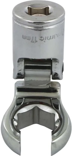 Vista 7 de Dynamic Tools D008760 3/8 "Drive Metric 0.394 in Flex Head con Crow Foot Flare Nut Socket, acabado cromado