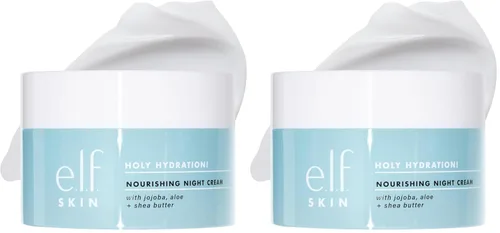 Vista 5 de e.l.f. SKIN Holy Hydration! Crema nutritiva de noche, hidratante ultrahidratante, infundida con manteca de karité, calma la piel, 1.76 onzas