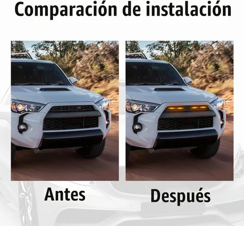 Vista 5 de cueclue Pack-4 Luces LED para parrilla delantera de automóvil, 3.7 x 0.59 pulgadas, luz de parachoques delantero con arnés, luces decorativas