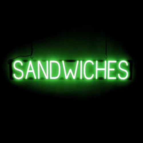 Vista 25 de SpellBrite DELI Sign Letrero relacionado con delicatessen con aspecto neón, fuente de luz LED azul 13.4 x 6.3 pulgadas