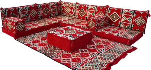Vista 27 de arabicsofa Juego de sofás árabes tradicionales en forma de L - Sofás seccionales marroquíes - Asientos Majlis orientales para sala de estar