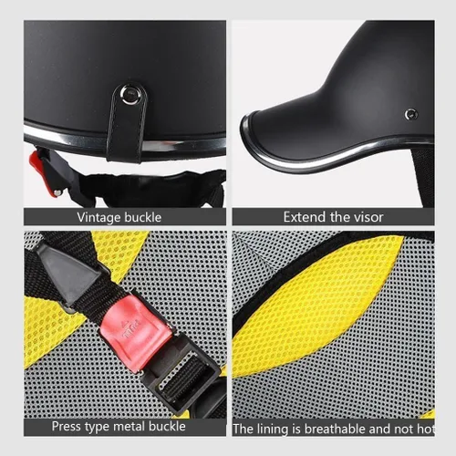 Vista 5 de Casco eléctrico retro Vespa para jóvenes, medio casco de motocicleta para adultos, casco ligero de invierno aprobado por DOT para hombres y mujeres