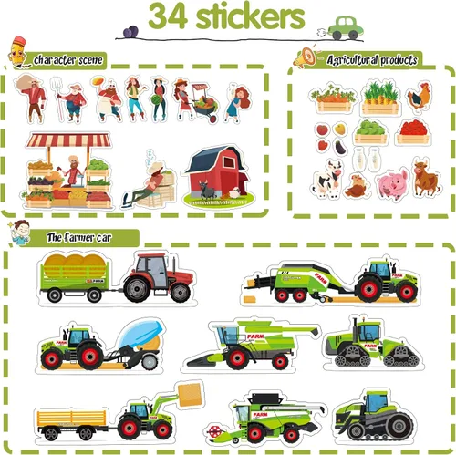 Vista 7 de Oriate Juguetes de granja para niños, juego de vehículos tractores realistas, juego de autos fundidos a presión, mini animales de granja educativos