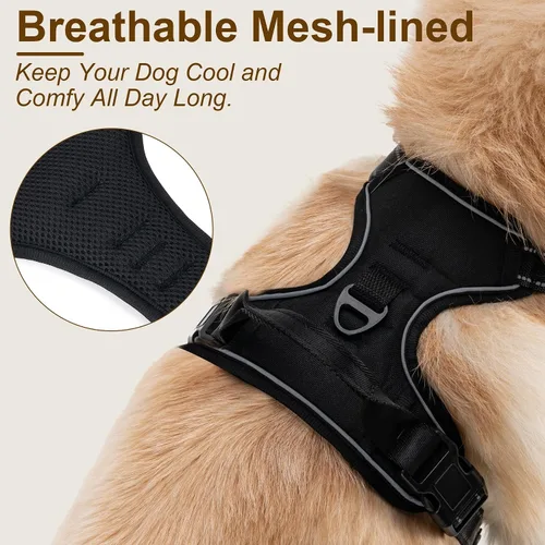 Vista 5 de Arnés para perro sin tirones, chaleco ajustable reflectante con clip frontal para mascotas con asa de fácil control para perros medianos y grandes