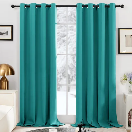 Vista 62 de Deconovo Cortinas opacas 100% con forro negro, cortinas con ojales aisladas térmicamente que reducen el ruido, doble capa para oscurecer