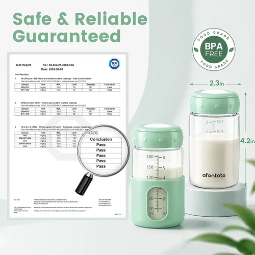 Vista 9 de Botellas de almacenamiento de leche materna de vidrio, botellas de repuesto con bomba Spectra, sin BPA, cuello ancho, botella de vidrio de Verde
