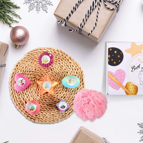 Vista 4 de DUAIU 6 bombas de baño de burbujas gaseosas para niños y mujeres, juego de regalo de bombas de baño naturales orgánicas para niños con aceites