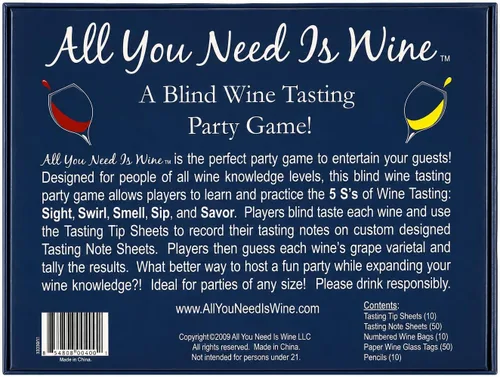 Vista 3 de ALL YOU NEED IS WINE A BLIND WINE TASTING PARTY GAME! Kit de juego de vino