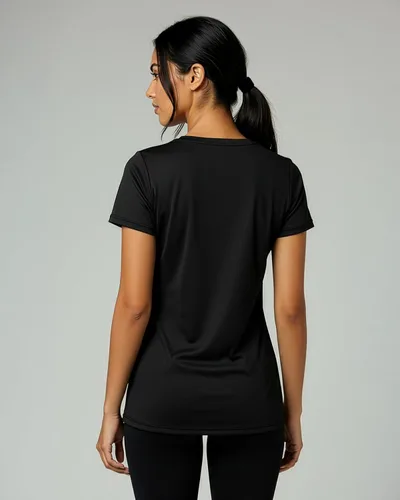 Vista 6 de Real Essentials Paquete de 5 Camiseta de Entrenamiento de Manga Corta con Cuello en V de Ajuste Seco para Mujer - Camiseta de Fitness Gimnasio