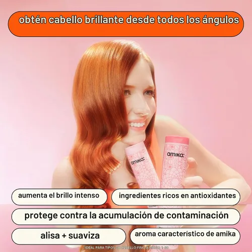 Vista 2 de Mirrorball High Shine + Protect Acondicionador antioxidante, 16.9 fl oz amika