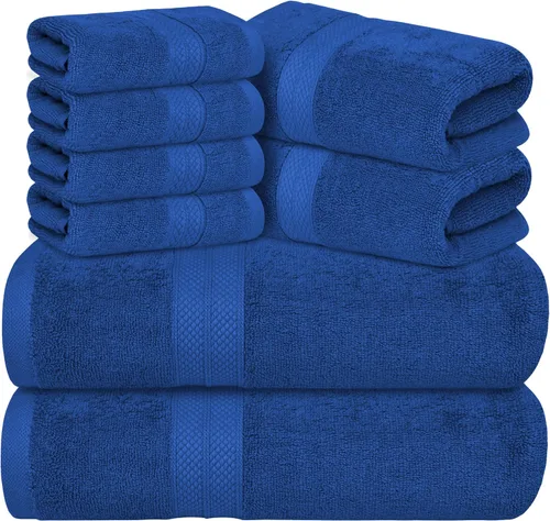 Vista 11 de Avalon Towels Juego de toallas de lujo de 8 piezas, 2 toallas de baño, 2 toallas de mano y 4 toallas pequeñas, 100% algodón hilado en anillo de 600
