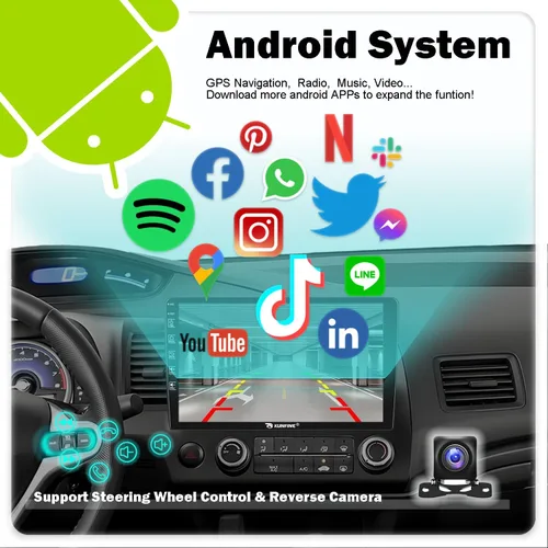 Vista 4 de Para Honda Civic 2006-2011 LHD Quad Core 2G+64G CarPlay Android Navegación Automática Android Estéreo GPS Radio Reverse Cámara Pantalla 10 "IPS