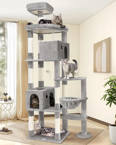 Vista 12 de Globlazer Árbol Gigante para Gatos, Árbol para Gatos de 83 Pulgadas para Gatos Grandes Adultos de Interior, Torre XXL para Gatos con 9 Postes