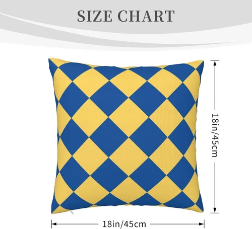 Vista 6 de Aspen - Fundas de almohada doradas y azul princesa a cuadros retro para sofá, fundas de cojín decorativas para decoración del hogar, habitación
