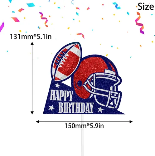 Vista 2 de Decoración para pastel de rugby, decoración de casco de fútbol americano de feliz cumpleaños, fiesta deportiva, decoración de touchdown para niños