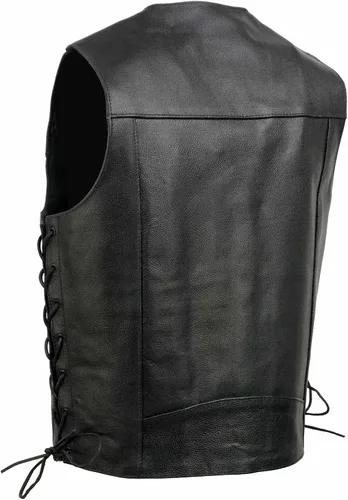 Vista 8 de Event Biker Leather - Chaleco de cuero para hombre "Promo, con encaje lateral