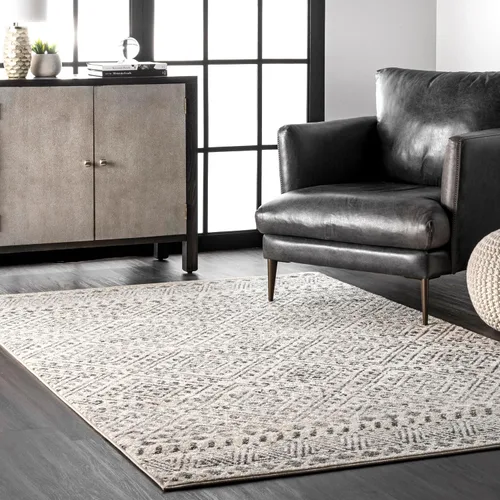 Vista 10 de Nuloom Camila - Alfombra de pasillo duradera para dormitorio, sala de estar, comedor, estudio, vestíbulo, entrada, 2 x 6 pies, color blanco