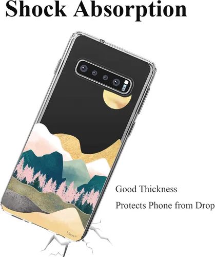 Vista 28 de Unov Funda para Galaxy S10, transparente con diseño en relieve, flor Flor estética